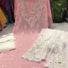 Georgette_gala_buti_chikankari_kurti_with_mirror_&pearl_work