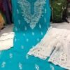 Georgette_gala_buti_chikankari_kurti_with_mirror_&pearl_work