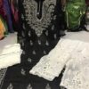Georgette_gala_buti_chikankari_kurti_with_mirror_&pearl_work