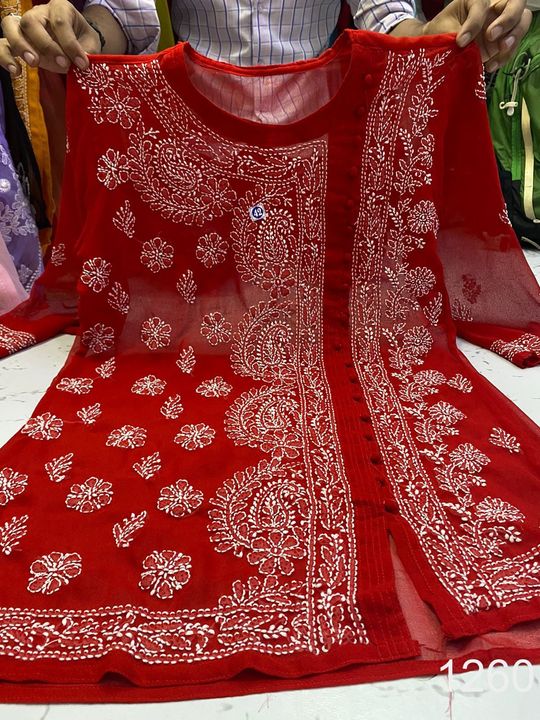 Georgette_short_angrakha_top_kurti_with_chikankari_work