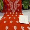 Slub_cotton_rose_kurti_&_rose_pant_with_chikankari_work