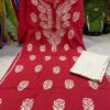 Slub_cotton_rose_kurti_&_rose_pant_with_chikankari_work