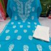 Slub_cotton_rose_kurti_&_rose_pant_with_chikankari_work