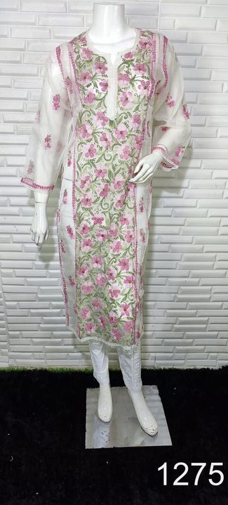 Pure_Orangza_dyble_kurti_with_chikankari_work