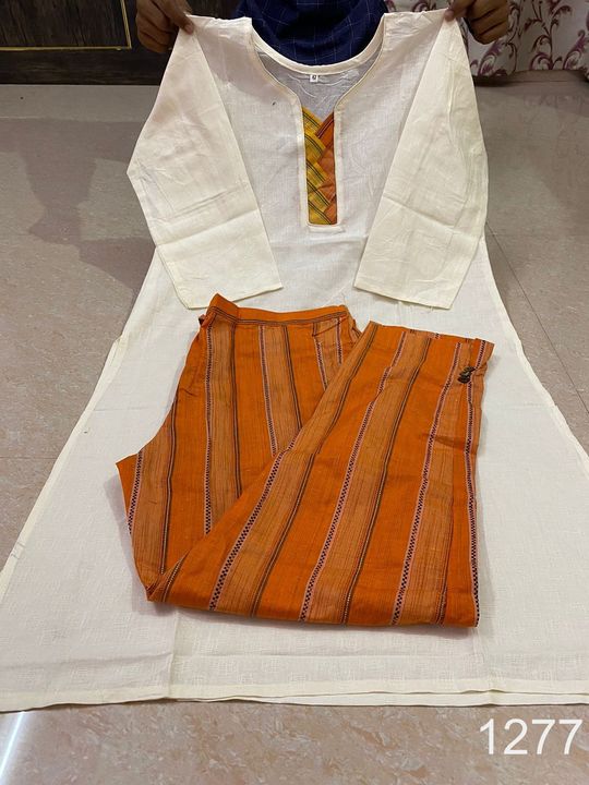 khadi_kurti_trouser_set