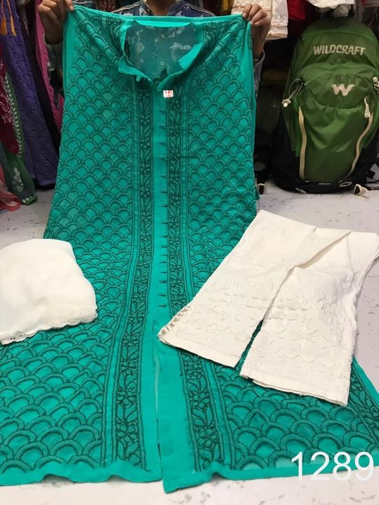 Georgette_front_open_jaal_kurti_with_chikankari_work