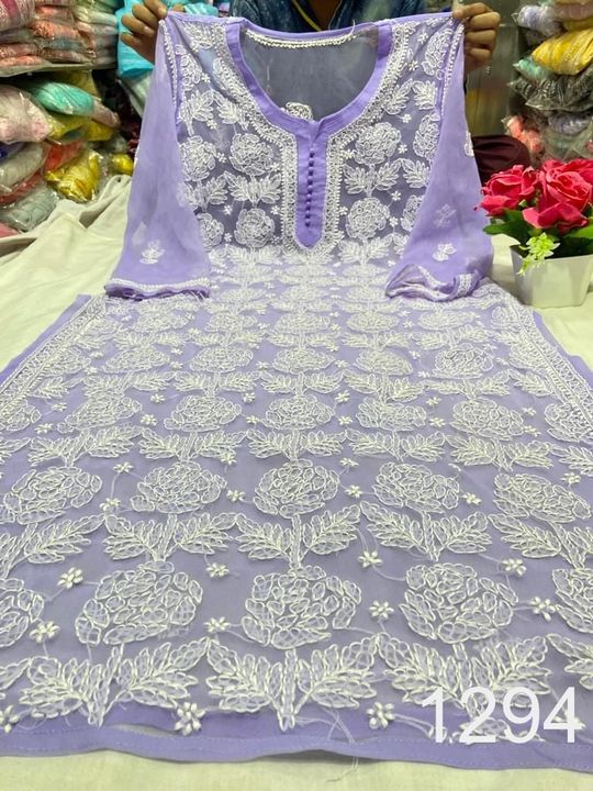 Georgette_rose_jaal_kurti_with_chikankari_work