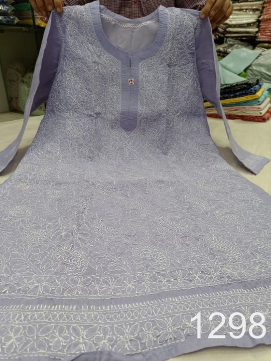 Voil_Cotton_jaal_kurti_with_chikankari_work