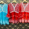Georgette_bell_sleeves_lace_short_top_kurti_with_chikankari_work