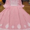 Slub_cotton_bell_sleeves_gown_kurti_with_chikankari_work