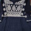 Slub_cotton_bell_sleeves_gown_kurti_with_chikankari_work