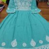 Slub_cotton_bell_sleeves_gown_kurti_with_chikankari_work