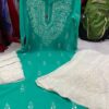 Georgette_gala_buti_chikankari_kurti_with_mirror_&pearl_work