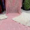 Georgette_gala_buti_chikankari_kurti_with_mirror_&pearl_work