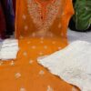 Georgette_gala_buti_chikankari_kurti_with_mirror_&pearl_work