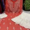 Georgette_gala_buti_chikankari_kurti_with_mirror_&pearl_work
