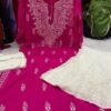 Georgette_gala_buti_chikankari_kurti_with_mirror_&pearl_work