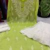 Georgette_gala_buti_chikankari_kurti_with_mirror_&pearl_work