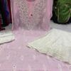 Georgette_gala_buti_chikankari_kurti_with_mirror_&pearl_work