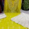 Georgette_gala_buti_chikankari_kurti_with_mirror_&pearl_work