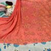 Georgette_resham_keel_jaal_saree_&_blouse_with_chikankari_work
