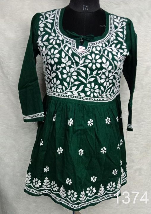 Khadi_cotton_short_top_kurti__with_chikankari_work