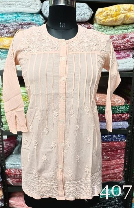 Cotton_front_open_button_dye_short_top_kurti_with_chikankari_work