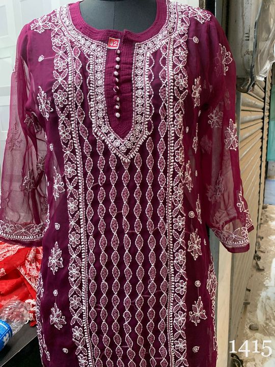 Georgette_fancy_panel_kurti_with_chikankari_work