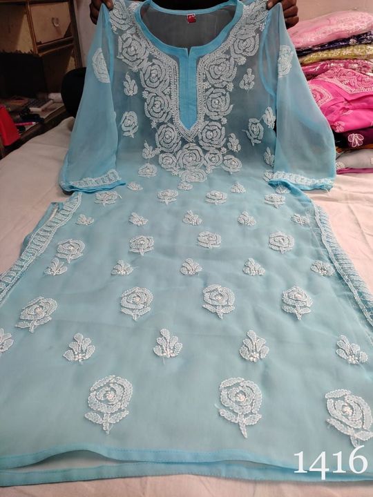 Georgette_rose_gala_buti_kurti_with_chikankari_work