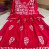 Modal_bell_sleeves_rose_gown__kurti_with_chikankari_work