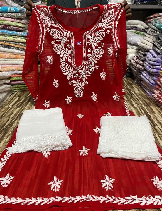 Georgette_rose_gala_buti_kurti_with_chikankari_work