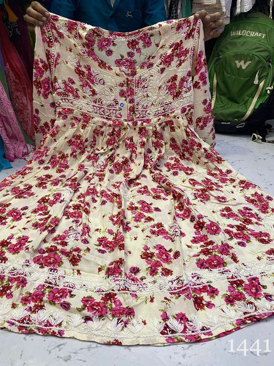 Rayon_printed_gown_kurti_with_chikankari_work