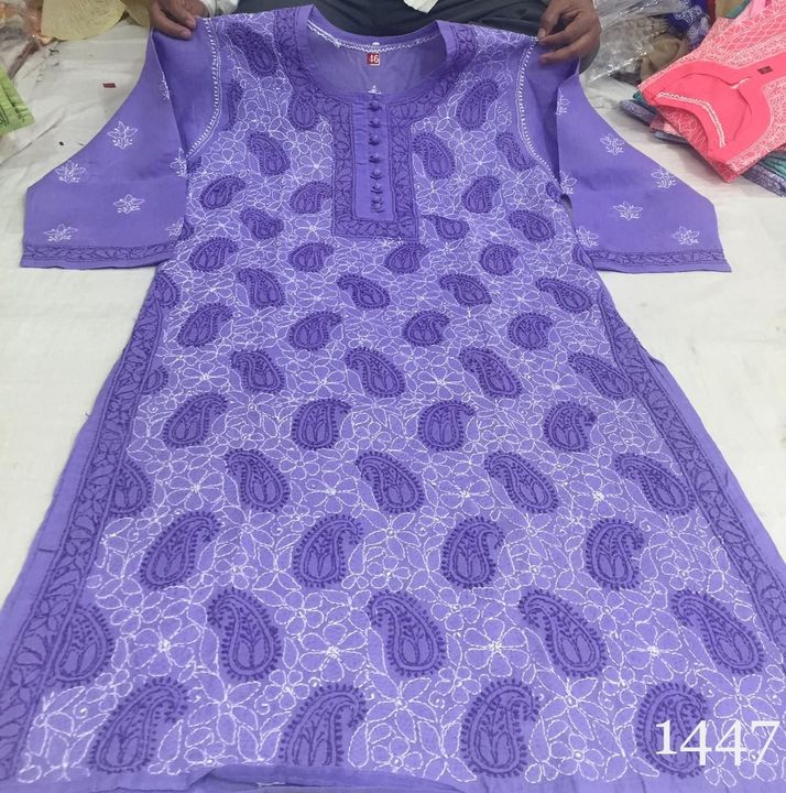 Voil_Cotton_jaal_kurti_with_chikankari_work