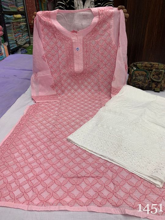 Kota_cotton_jaal_kurti_with_chikankari_work