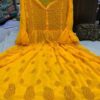 Georgette_bell_sleeves_gown_with_chikankari_work