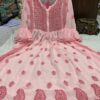 Georgette_bell_sleeves_gown_with_chikankari_work