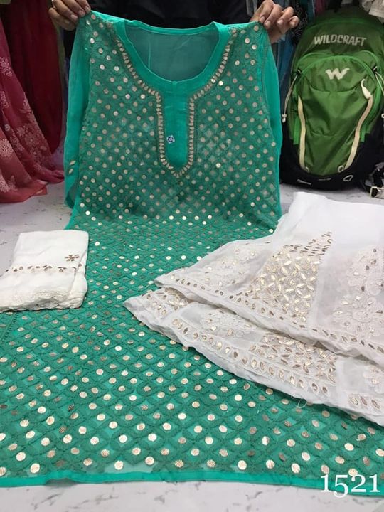 Georgette_front_jaal_kurti_with_gota_chikankari_work