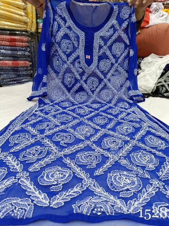 Georgette_cross_rose_jaal_kurti_with_Chikankari__work