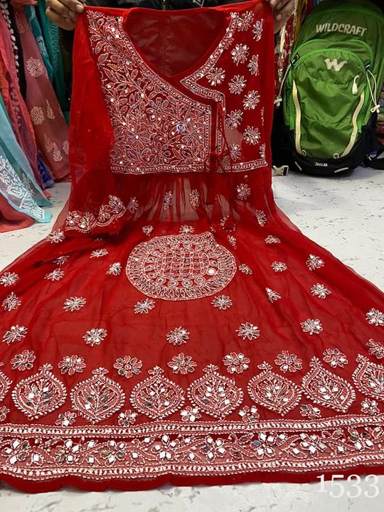 Georgette_bell_sleeves_gown_with_mirror_chikankari_work