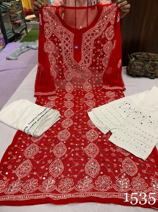 Georgette_panel_kurti_with_mirror_chikankari_work