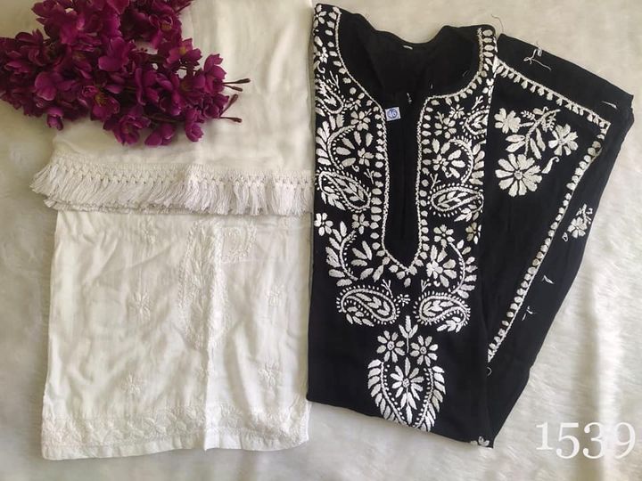 Rayon_gala_buti_kurti_with_chikankari_work