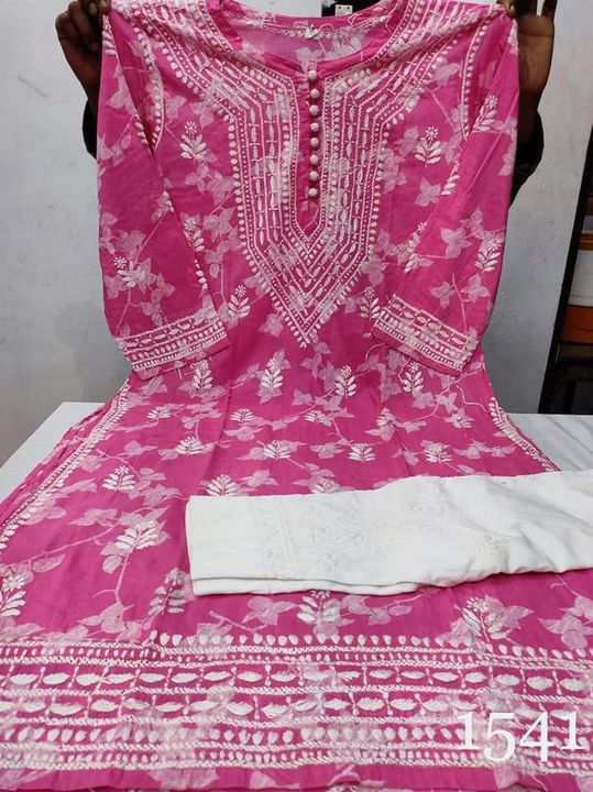 Mul_Mul_Printed_kurti_with_chikankari_work