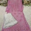 Georgette_resham_thread_gala_buti_kurti_with_mirror_chikankari__work