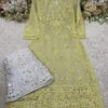 Georgette_resham_thread_gala_buti_kurti_with_mirror_chikankari__work