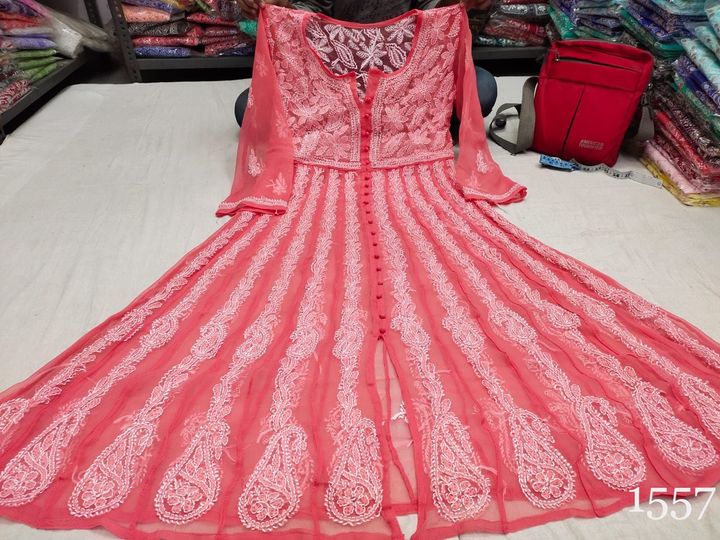 Georgette_front_open_yok_anarkali_kurti_with_chikankari_work