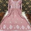 Rayon_crochet_button_nd_pocket_gown_with_chikankari__work