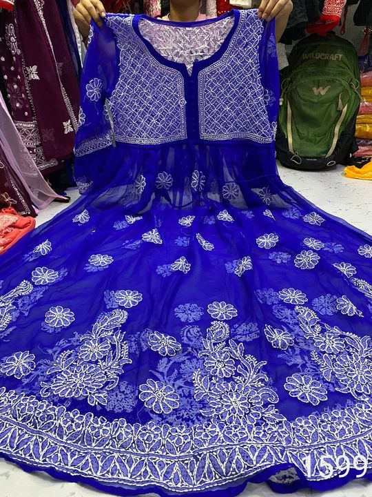 Georgette_bell_sleeves_gown_with_chikankari__work