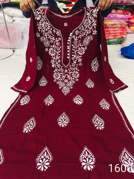 Pure_cotton_resham_qureshia_button_kurti__with_chikankari_work