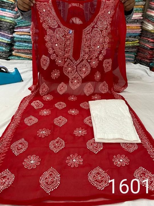 Georgette_gala_buta_kurti__with_chikankari__work