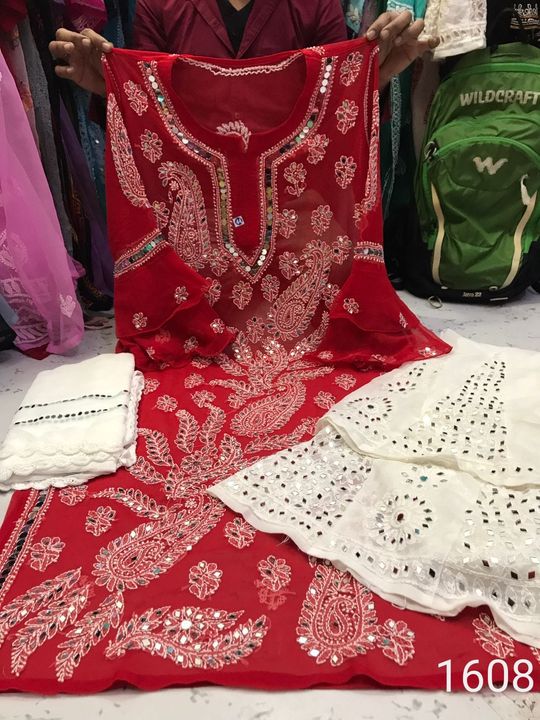 Georgette_bell_sleeves_kurti_with_chikankari_mirror_work